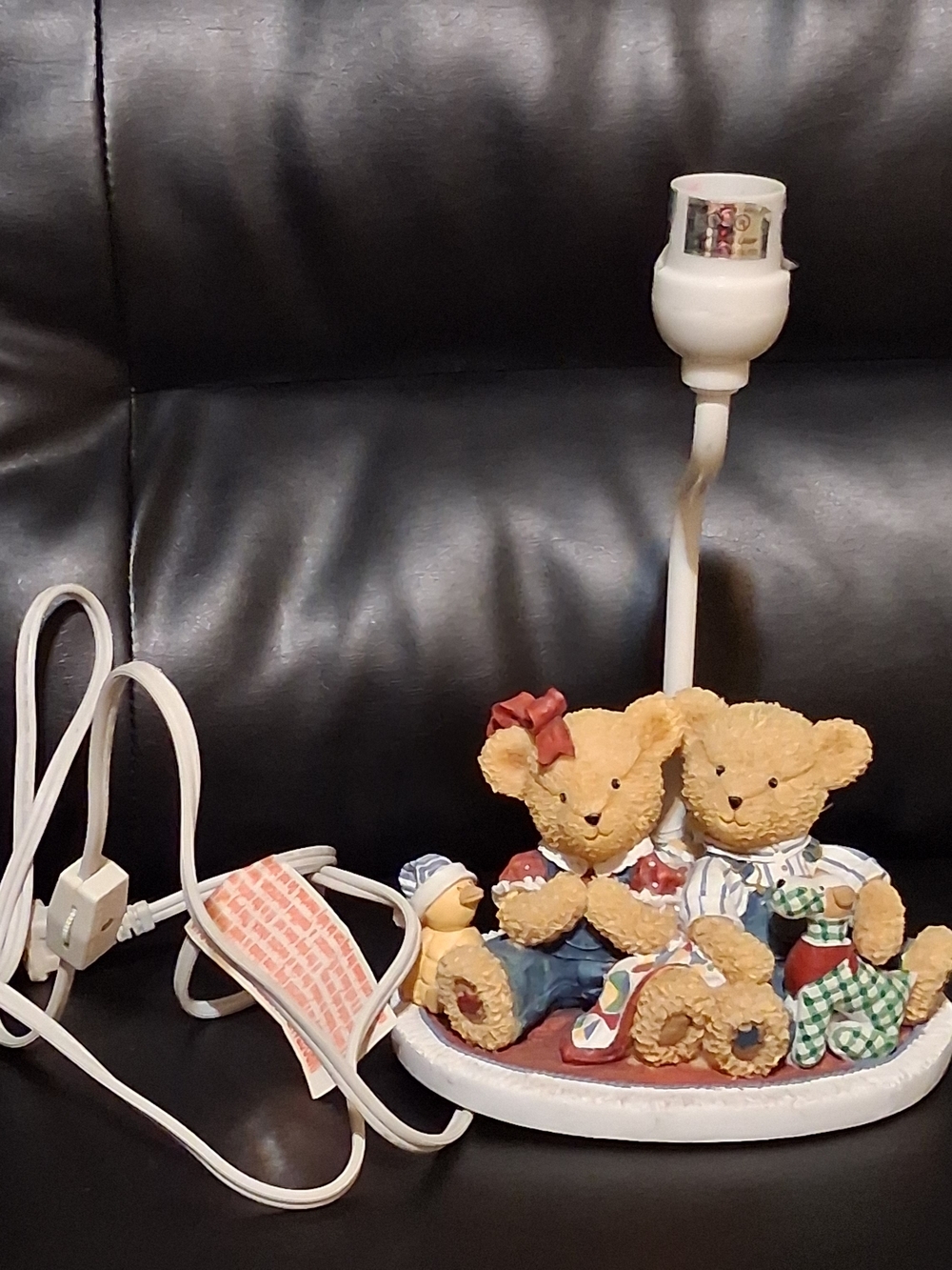 Twin Teddy Bear Lamp Base in Beige - Decorative Accent